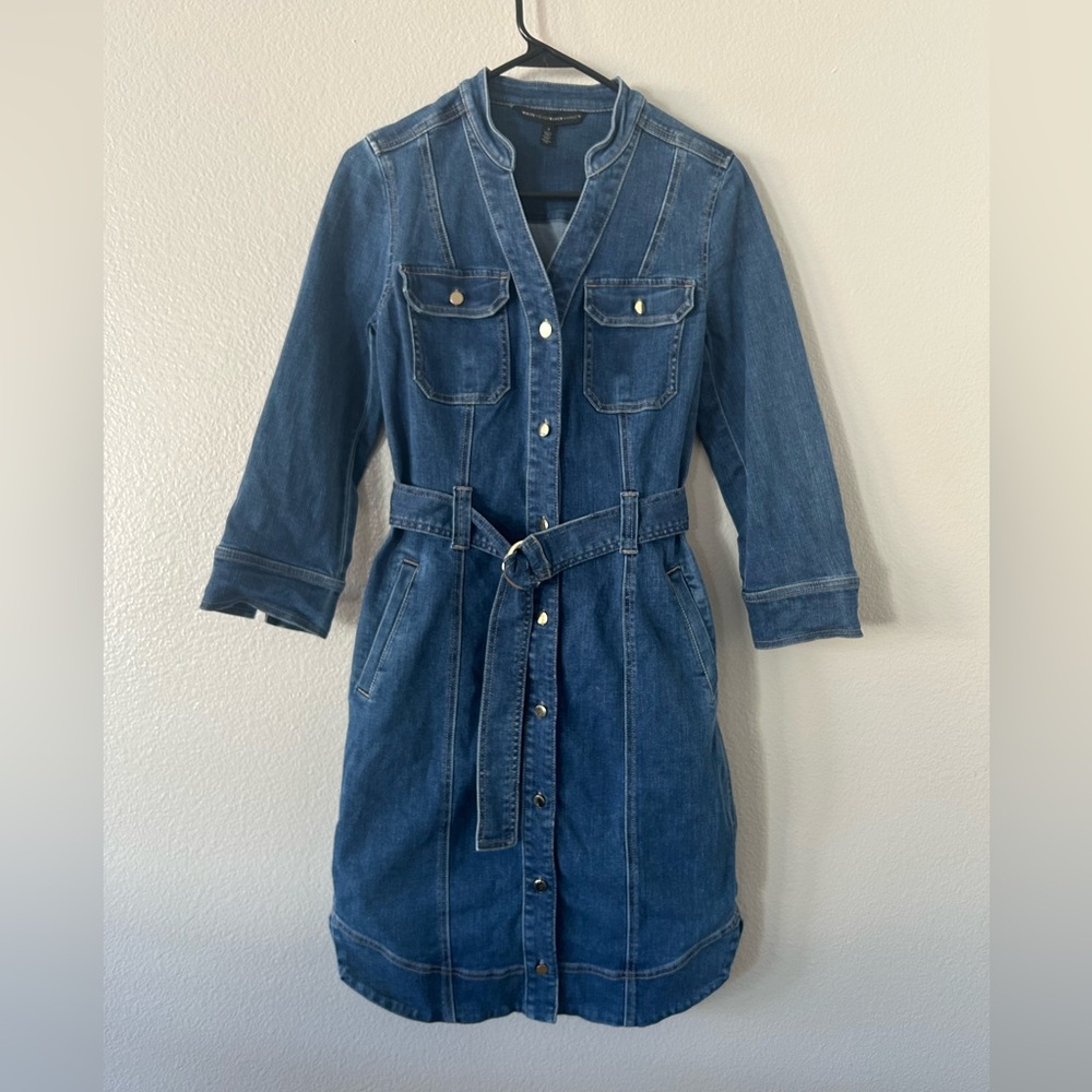 Size 4 White House Black Market Blue Denim Dress